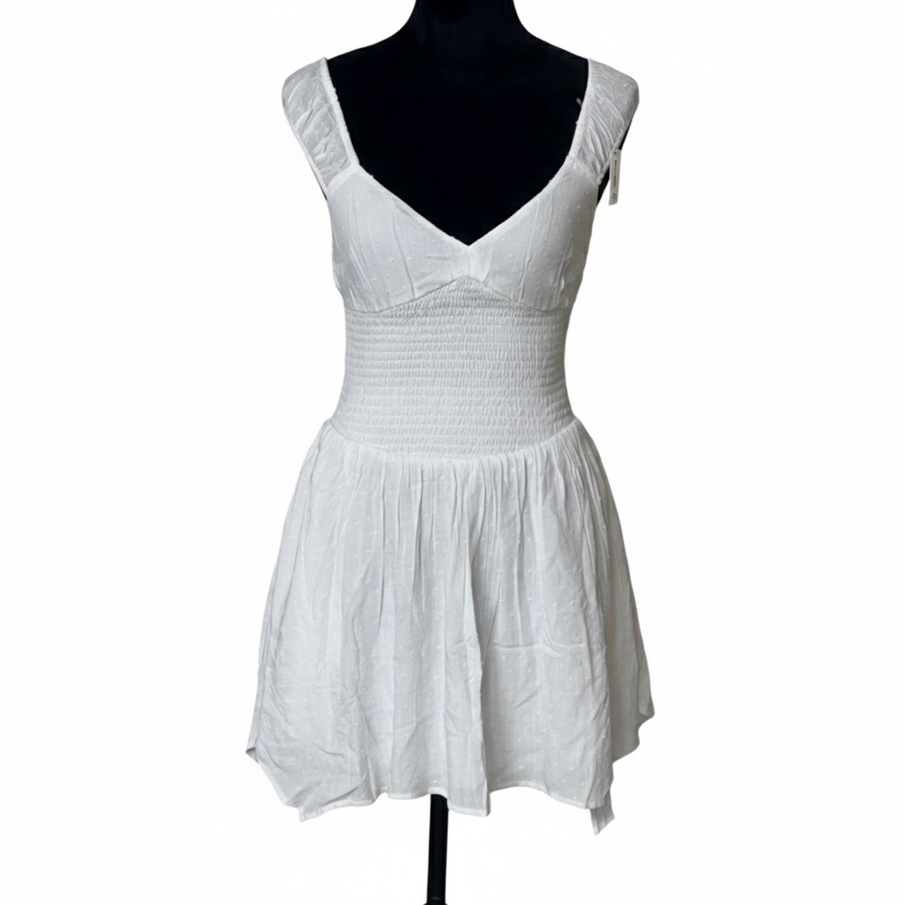 NWT Hollister White Mini Dress, Pockets, Handkerchief Hem, Lined Size Small